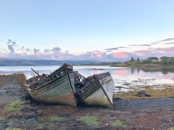 Abandoned boats on the road from Craignure, Scotland to Tobermory.