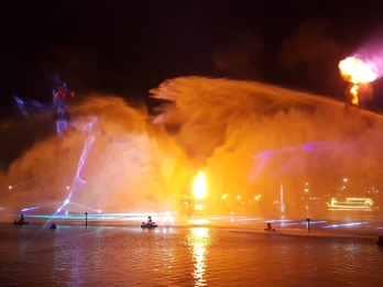 Fire and water do not mix - except at the Dubai Festival City Imagine show.
