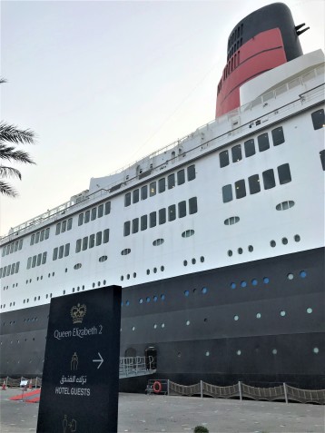 The QE2 is now a luxury hotel, permanently docked in Dubai, UAE.